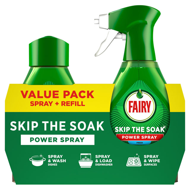 Fairy Skip The Soak Power Spray & Refill Fresh 2 x 500 ml