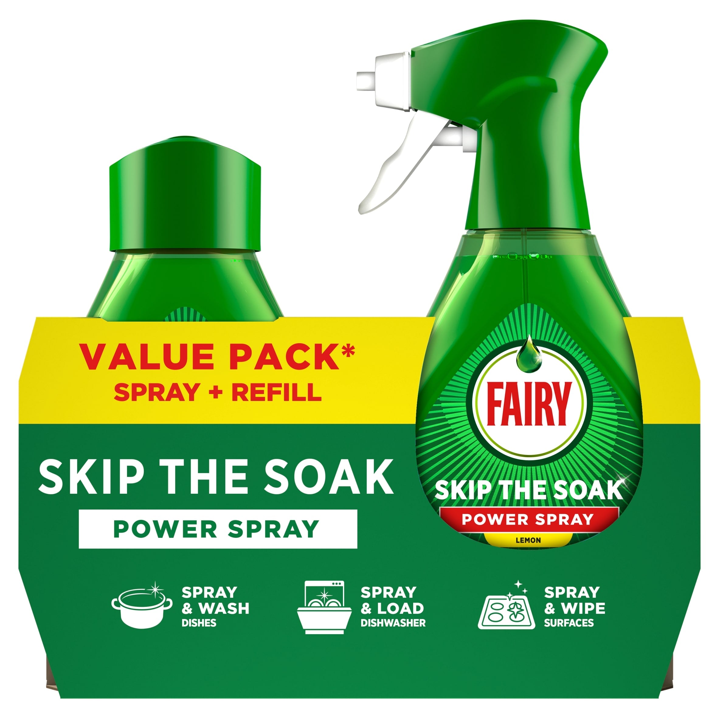 Fairy Skip The Soak Power Spray & Refill Lemon 2 x 500 ml