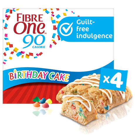 Fibre One 90 Calorie Birthday Cake Squares Snack Bars 4 x 24 g