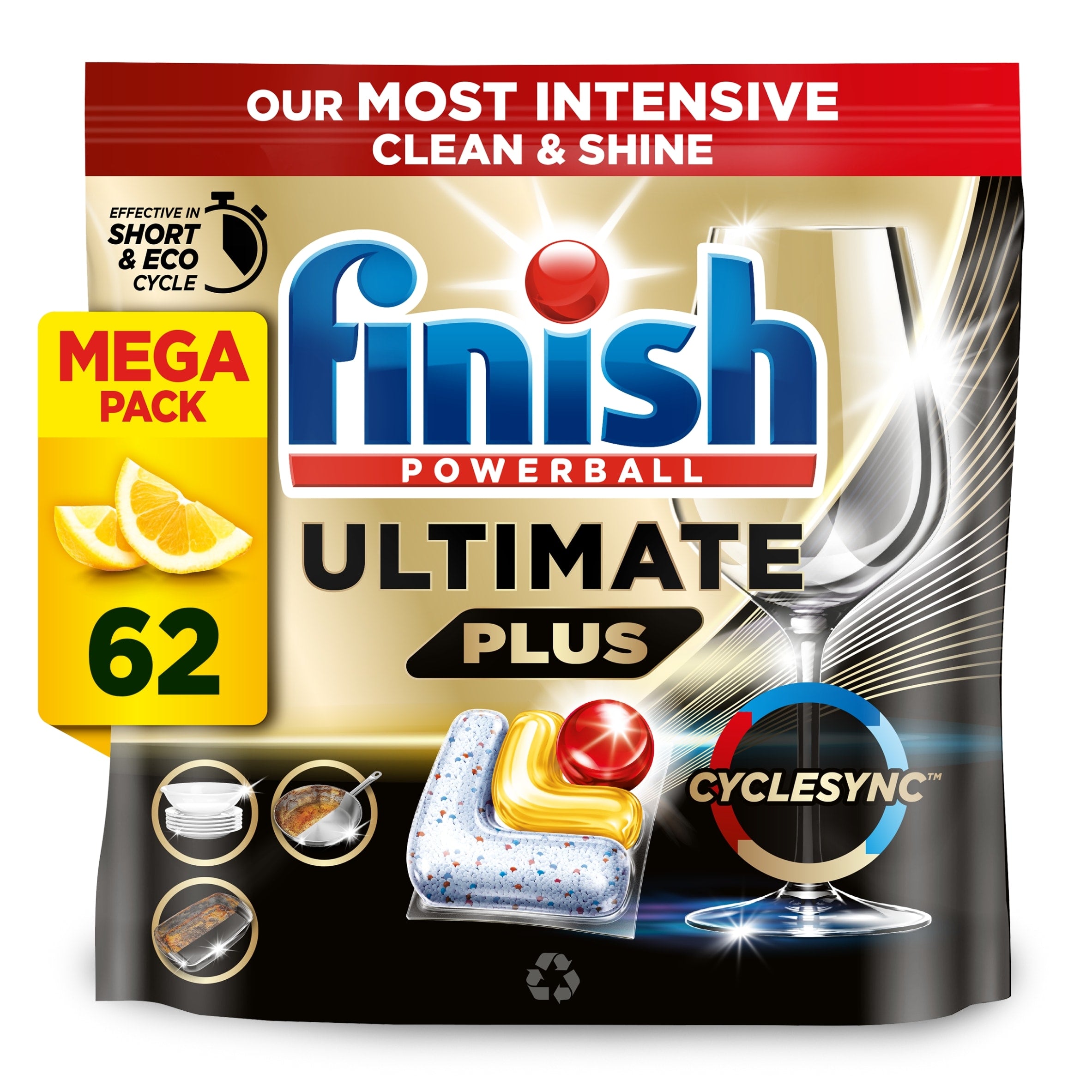 Finish Ultimate Plus All In One Dish Washer Tablets Lemon 6x2 756.4 g