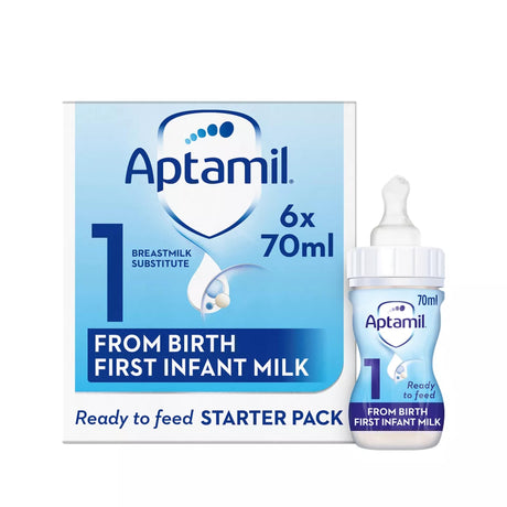 Aptamil 1 First Infant Baby Milk Formula Liquid Starter Pack Ready To Feed From Birth 6 x 70 ml