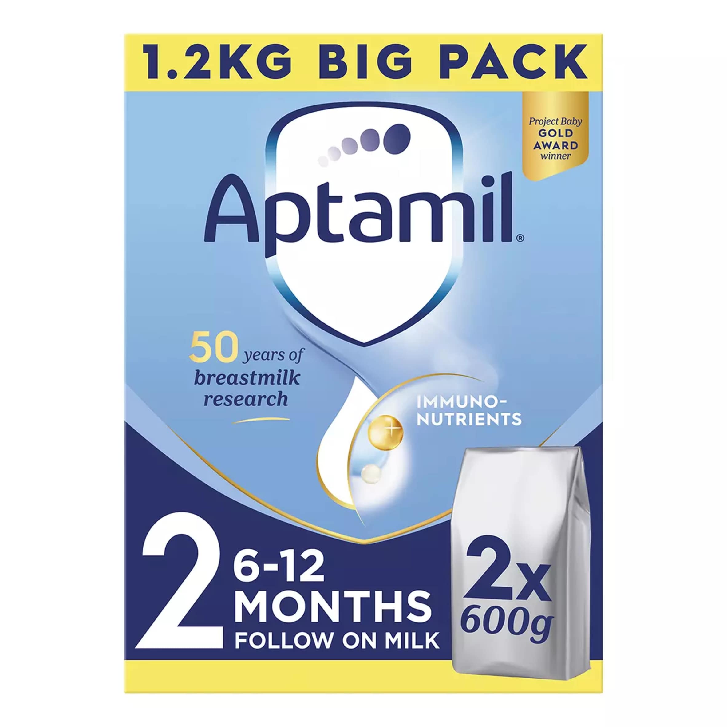 Aptamil 2 Follow On Baby Milk Formula Powder 6-12 Months Big Pack 1.2 kg