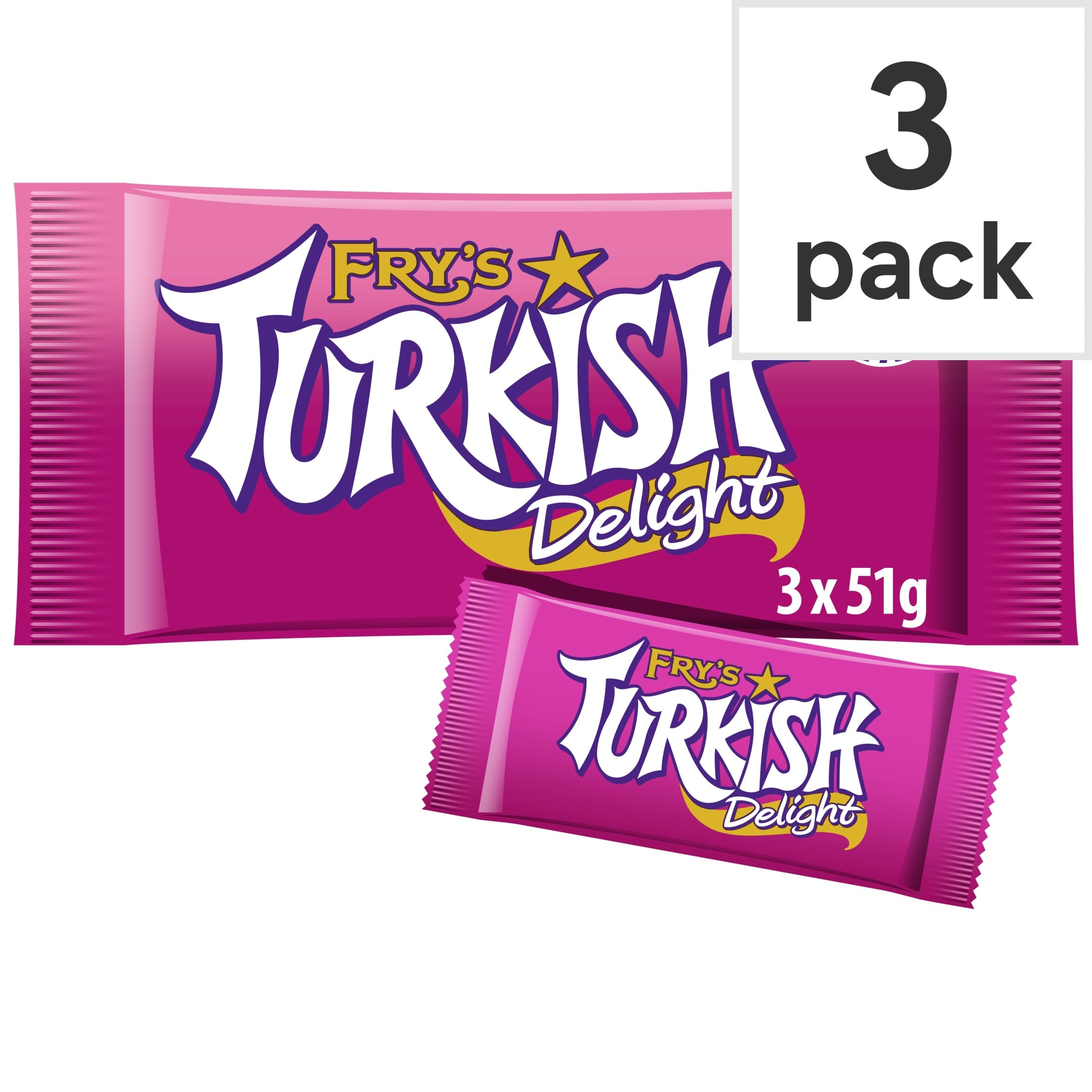 Fry's Turkish Delight Chocolate Bar 3 Pack Multi-Pack 153 g