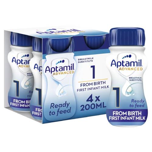 Aptamil Advanced 1 First Baby Milk Formula Liquid Ready To Feed From Birth 4 x 200 ml
