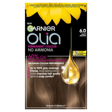 Garnier Olia No A Mmonia Permanent Hair Dye 6.0 Light Brown