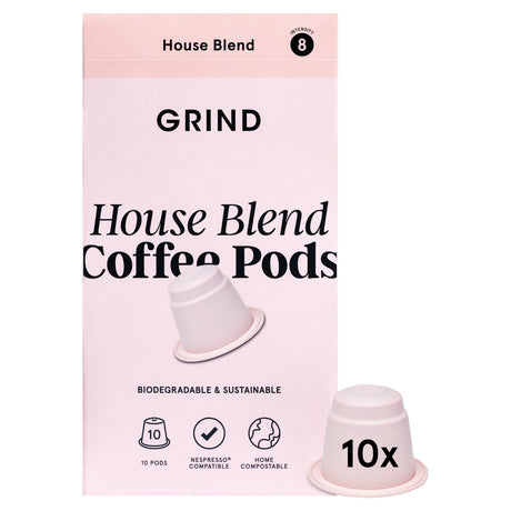 Grind House Blend Coffee Pods Biodegradable & Sustainable 10 Pack 52 g