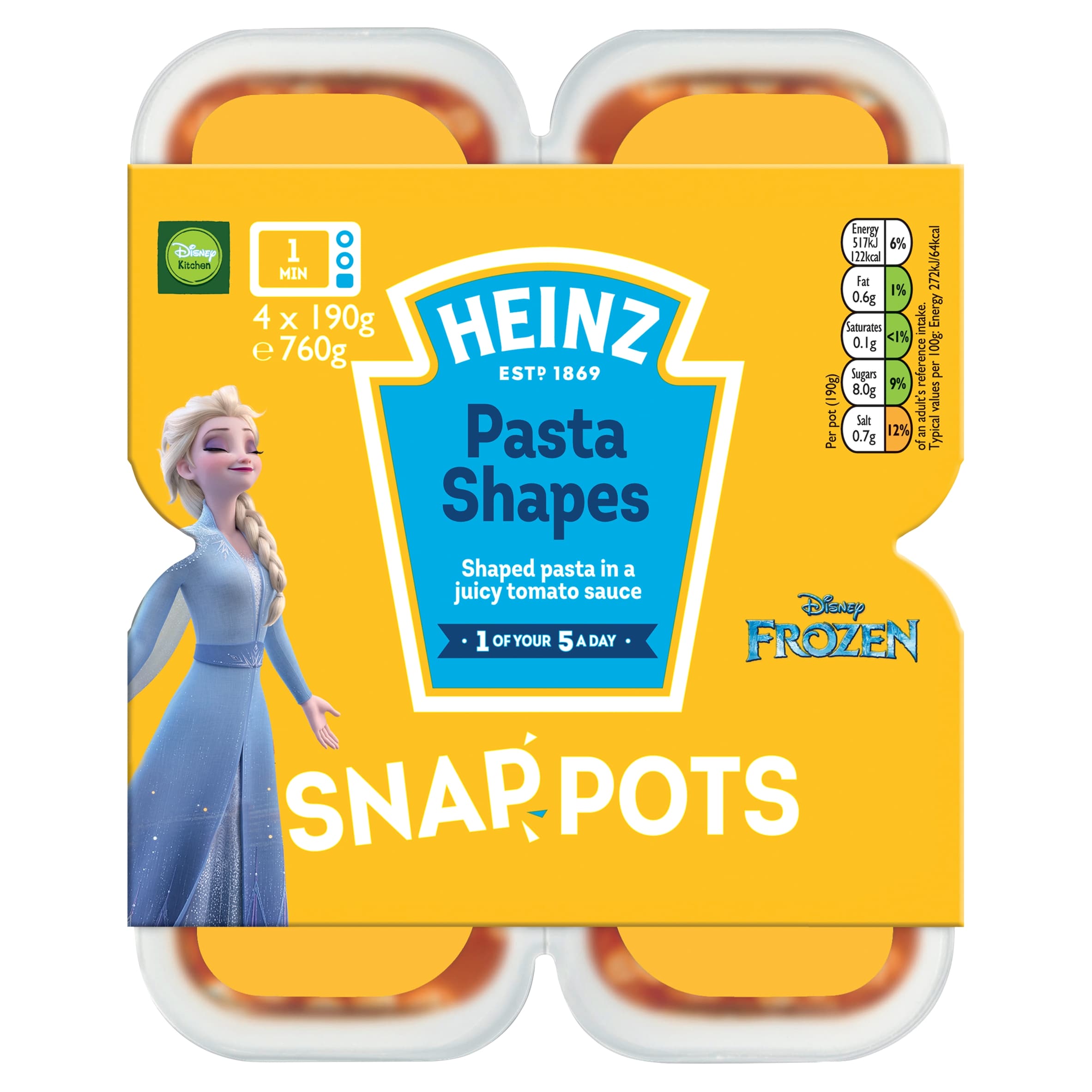 Heinz Disney Frozen Pasta Shapes Snap Pots 4 x 190 g
