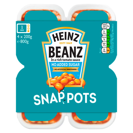 Heinz No Added Sugar Beanz Snap Pots 4 x 200 g