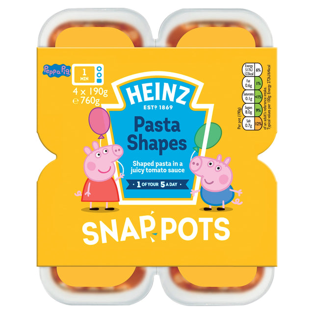 Heinz Peppa Pig Pasta Shapes Snap Pots 4 x 190 g