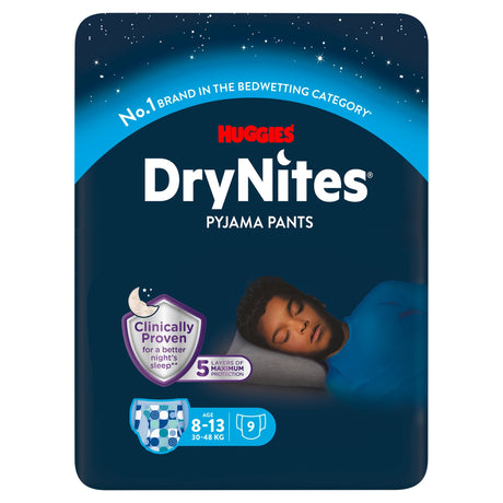 Huggies Dry Nites Bedwetting Pyjama Nappy Pants Boy 8-13 Years x 9