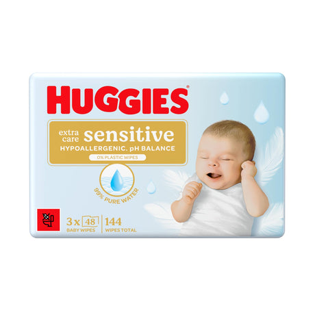 Huggies Extra Care Sensitive Baby Wipes 3 x 48