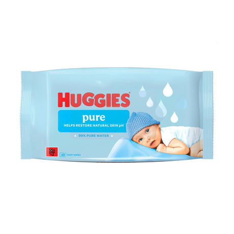 Huggies Pure 0% Plastic Baby Wipes 48 Wipes