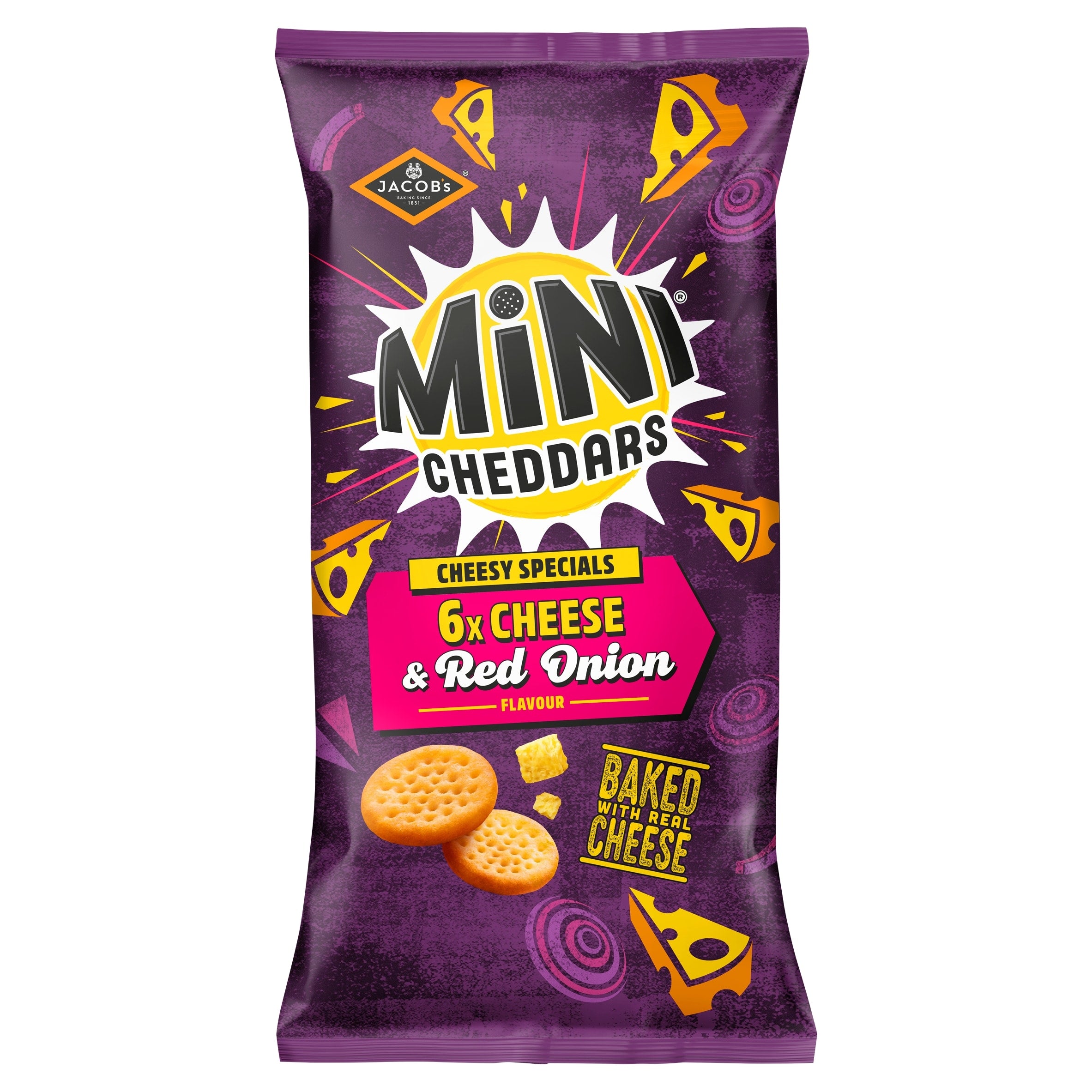 Jacob's Mini Cheddars Cheese & Red Onion Flavour 6 Pack 138 g