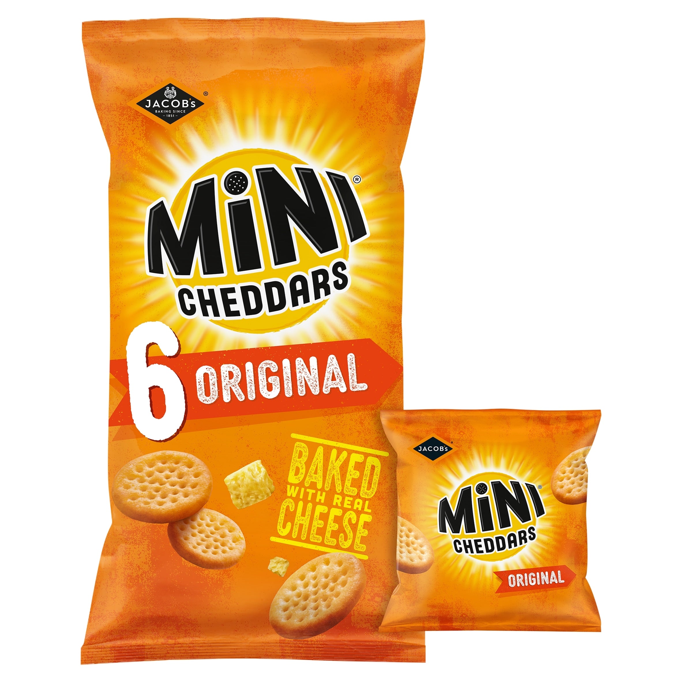 Jacob's Mini Cheddars Original Multi-Pack Baked Snacks 6 x 23 g