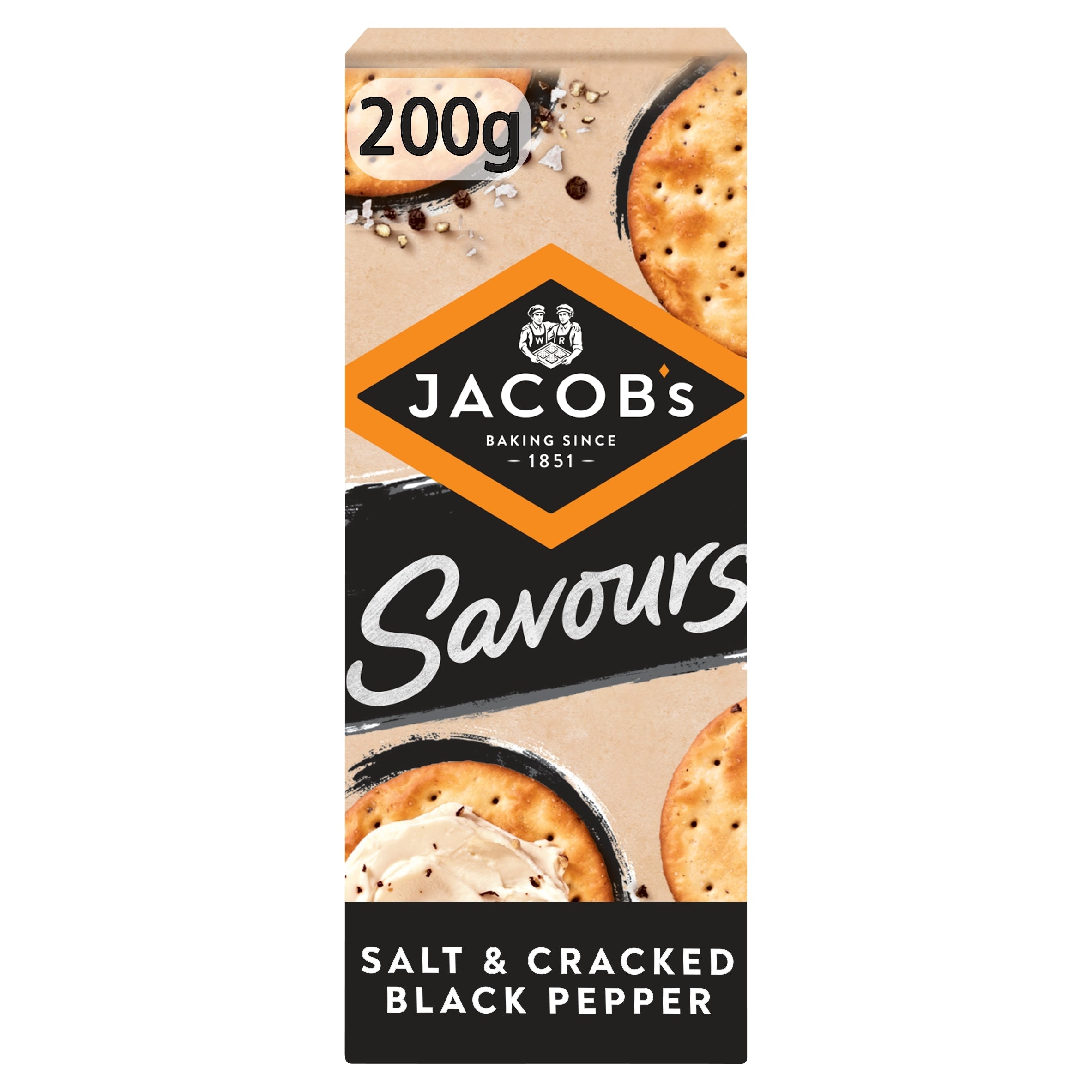 Jacob's Savours Bakes Salt & Cracked Black Pepper 200 g