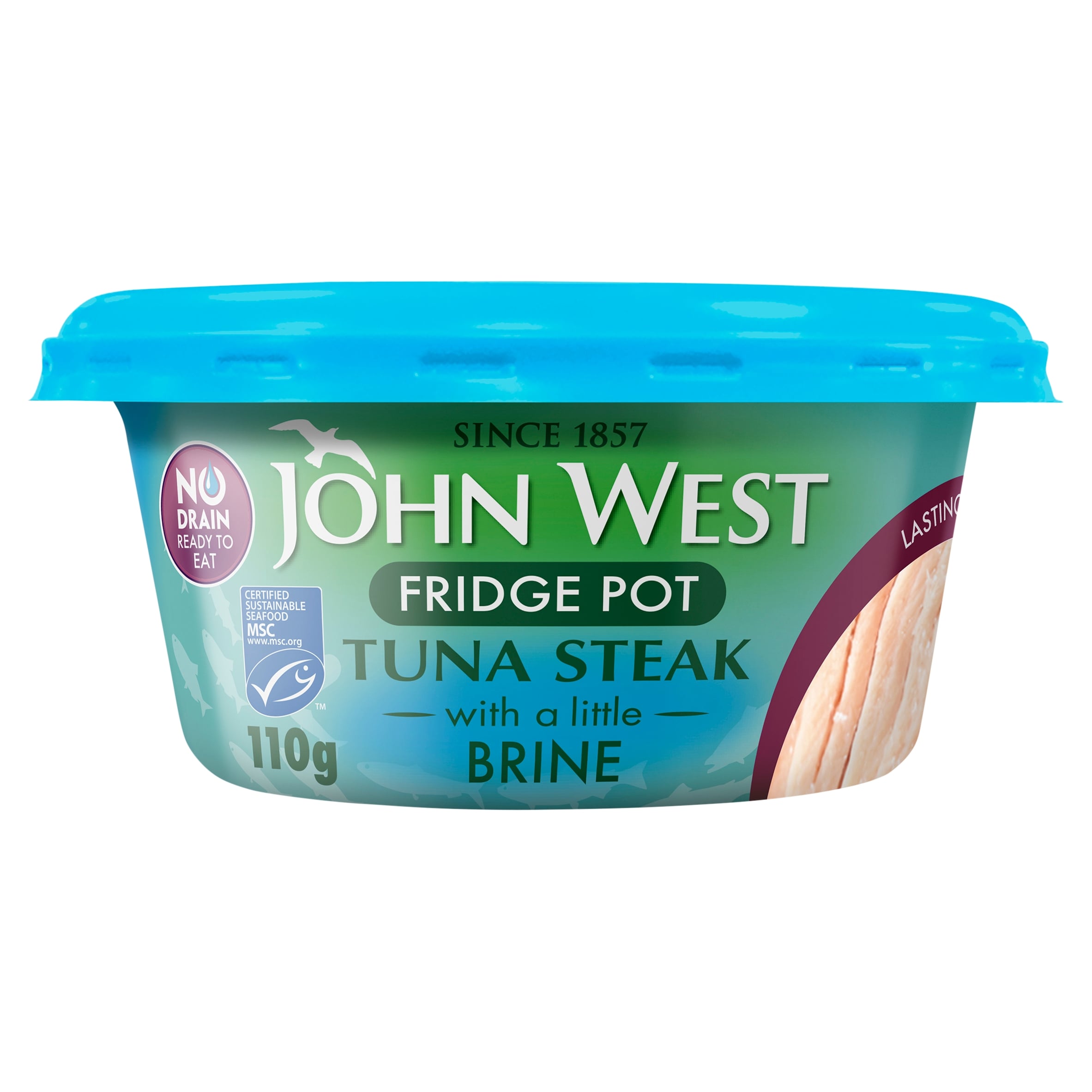 John West No Drain Fridge Pot Tuna Steak With A Little Brine 110 g