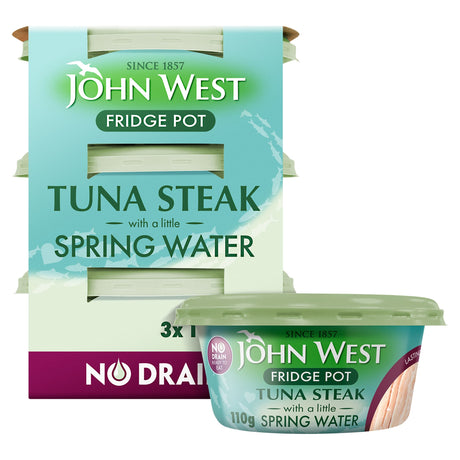 John West No Drain Fridge Pot Tuna Steak With A Little Spring Water 3 x 110 g