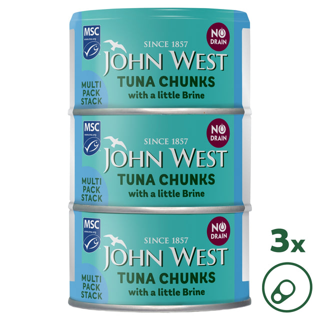 John West No Drain Tuna Chunks With A Little Brine Msc 3 x 100 g