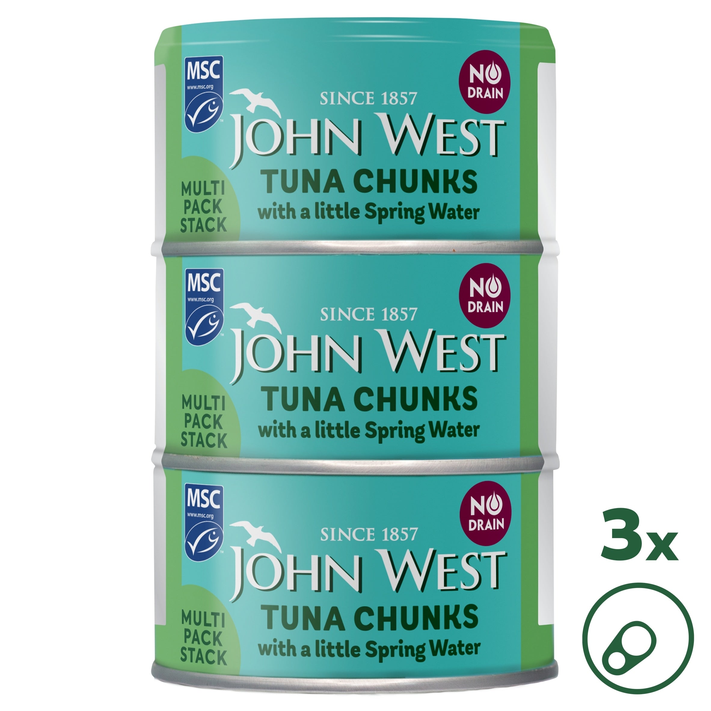 John West No Drain Tuna Chunks With A Little Spring Water Msc 3 x 100 g
