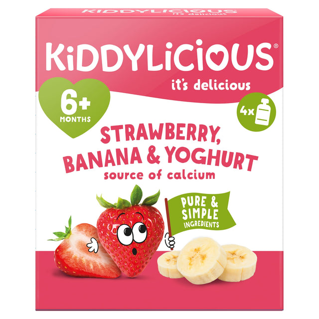 Kiddylicious Pouches Strawberry Banana & Yoghurt 6 Months+ 4 x 100 g