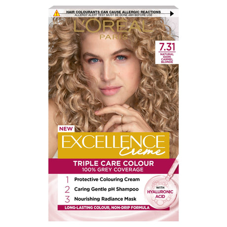 L'Oreal Paris Excellence Core 7.31 Natural Dark Caramel Blonde Permanent Hair Dye