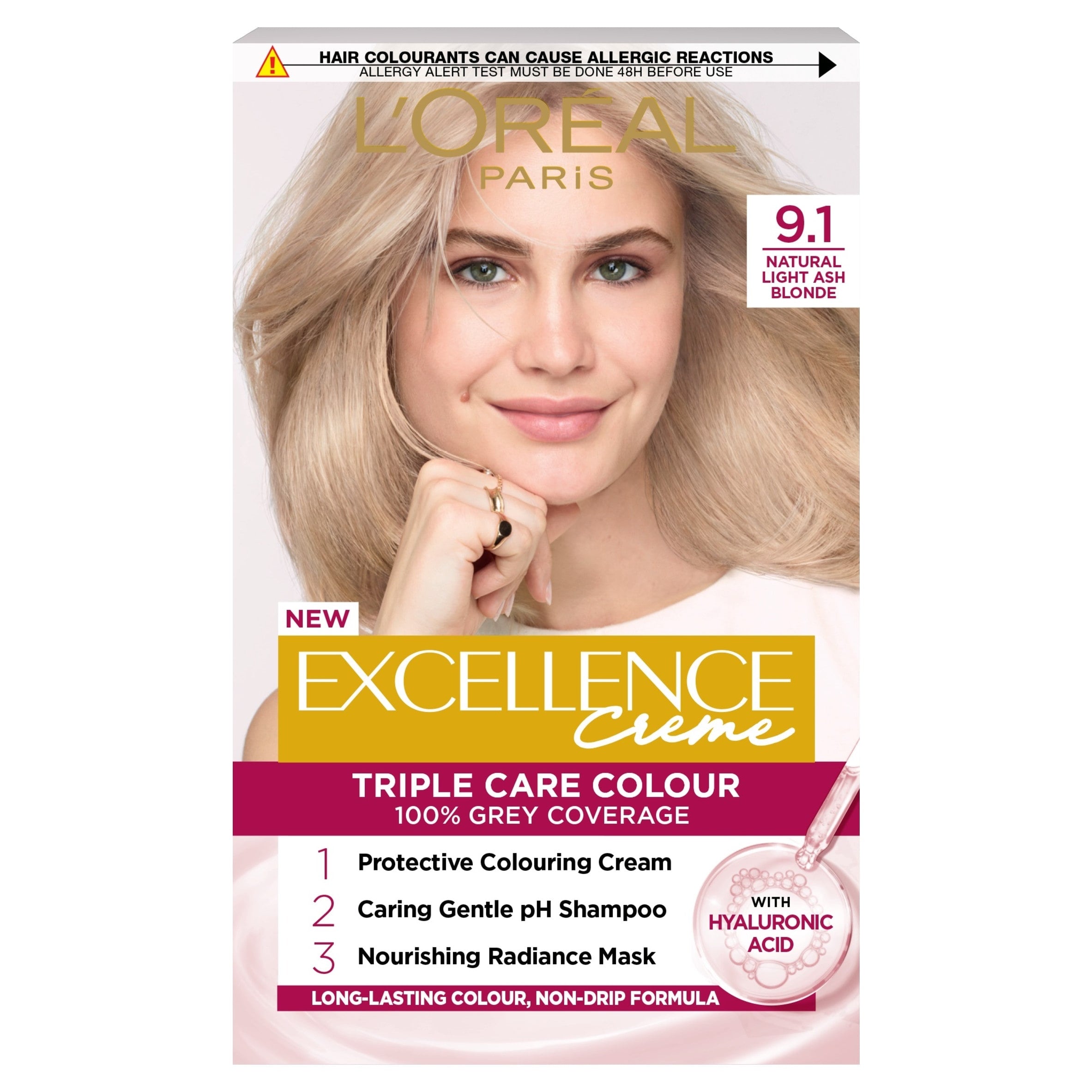 L'Oreal Paris Excellence Creme 9.1 Natural Light Ash Blonde Permanent Hair Dye