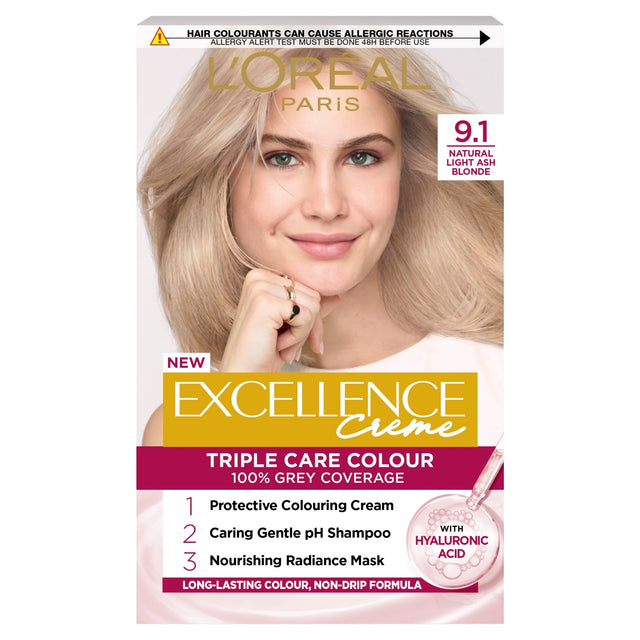 L'Oreal Paris Excellence Creme 9.1 Natural Light Ash Blonde Permanent Hair Dye