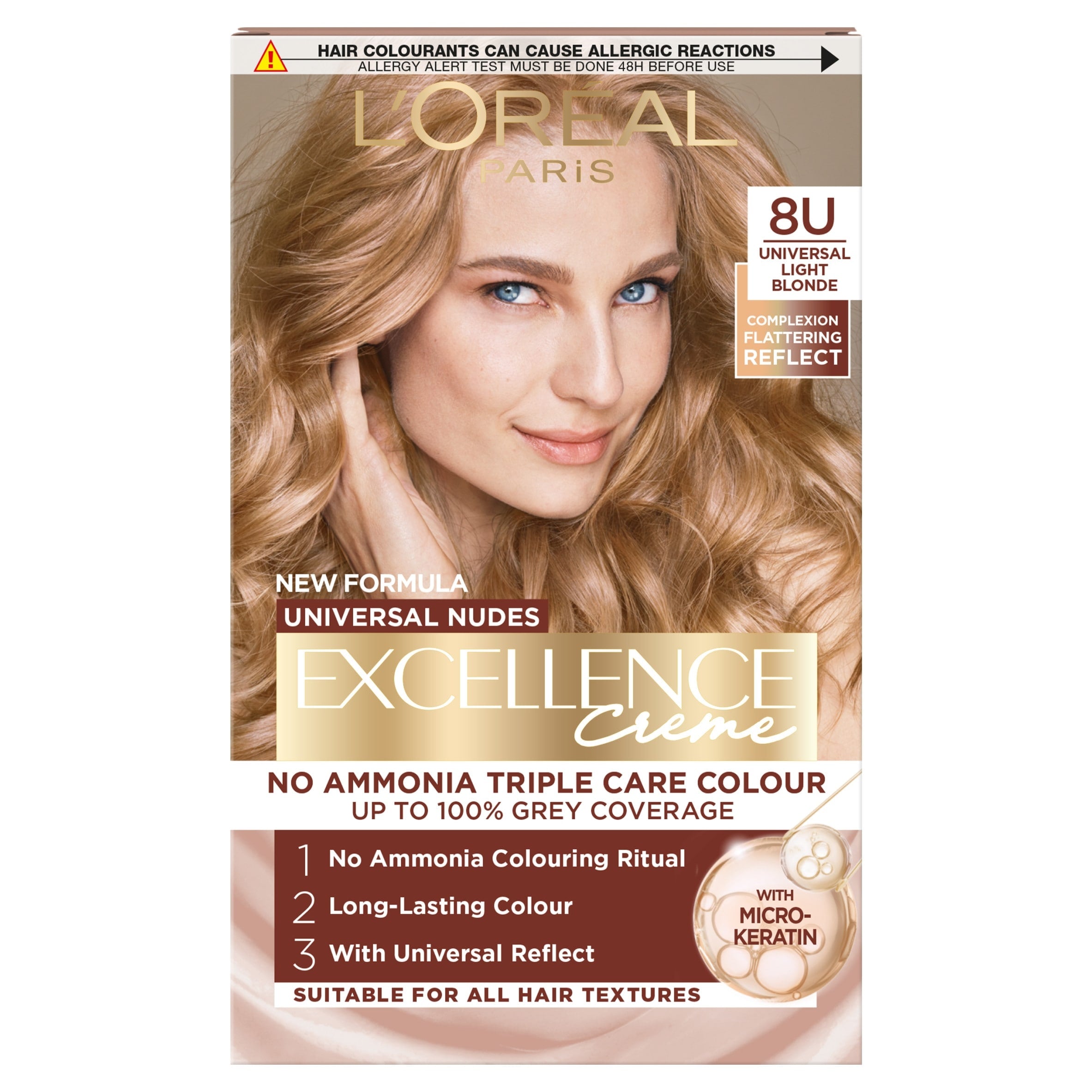 L'Oreal Paris Excellence Universal Nudes 8U Light Blonde Permanent Hair Dye