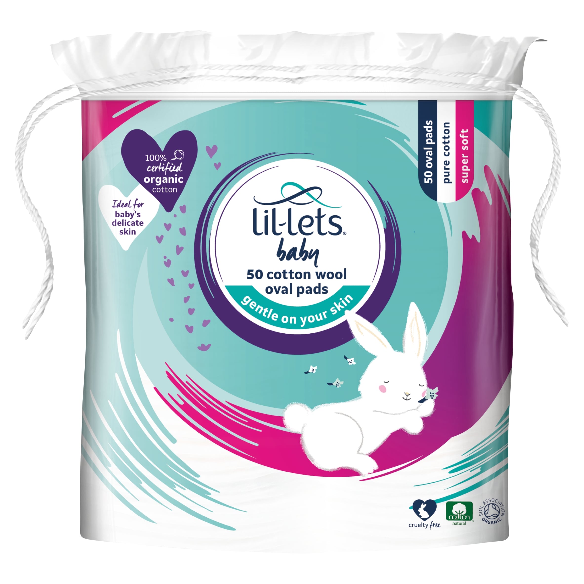 Lil Lets Baby Cotton Wool Oval Pads 50 Pack