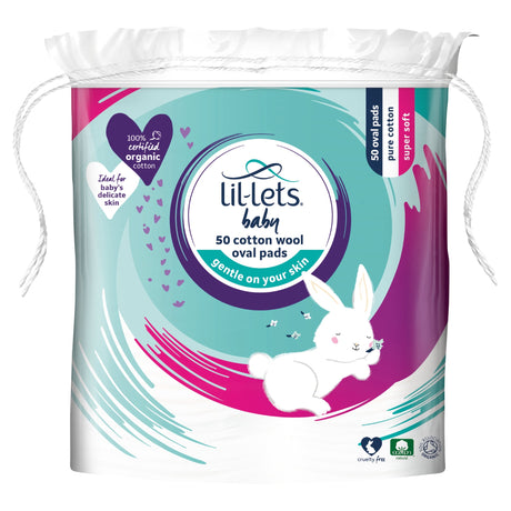 Lil Lets Baby Cotton Wool Oval Pads 50 Pack