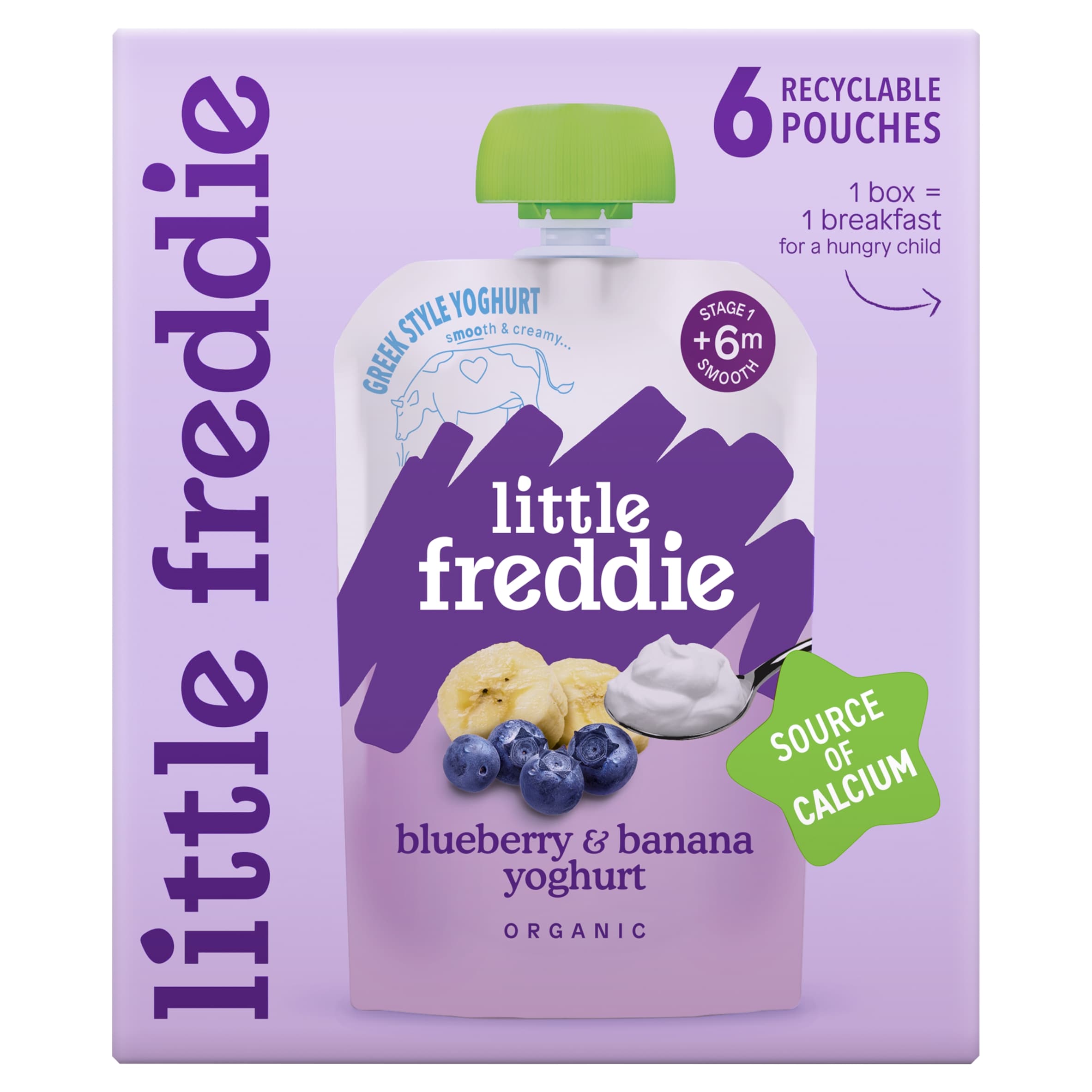 Little Freddie Organic Blueberry & Banana Greek Style Yogurt 6 Months+ 6 x 100 g