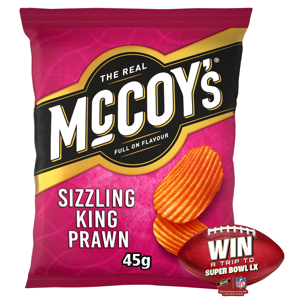 McCoy's Sizzling King Prawn Grab Bag Crisps 45 g
