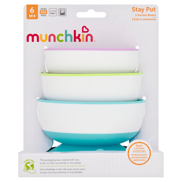 Munchkin Stay Put Suction Bowl 3 Pack