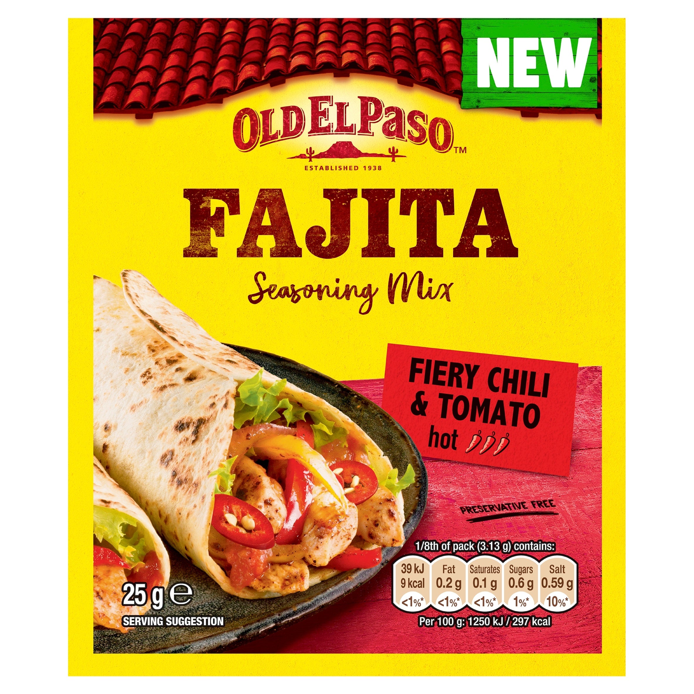 Old El Paso Fajita Fiery Chili & Tomato Hot Seasoning Mix 25 g