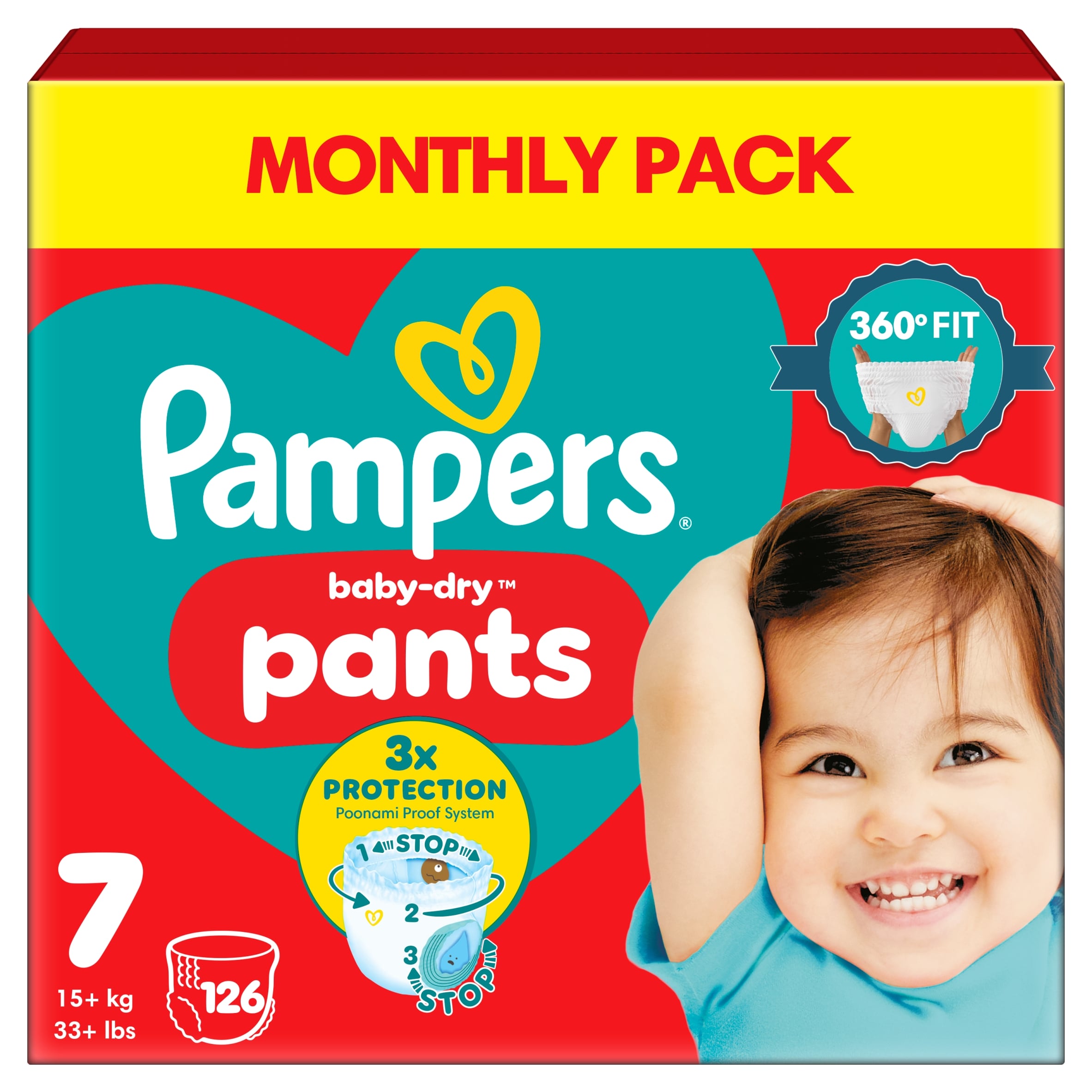 Pampers Baby-Dry Nappy Pants Size 7 Monthly Pack 126 Pack