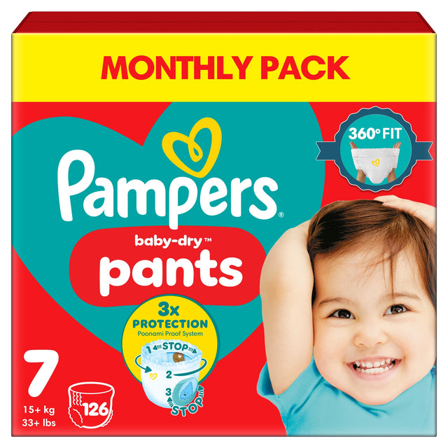 Pampers Baby-Dry Nappy Pants Size 7 Monthly Pack 126 Pack