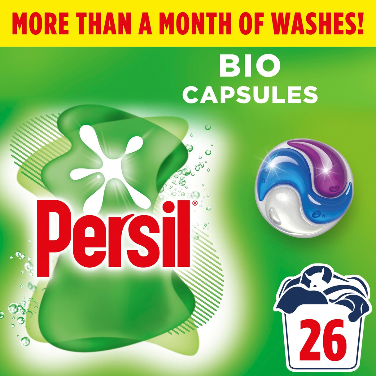Persil Bio 3 in 1 Laundry Washing Detergent Capsules 26 Washes 548.6 g