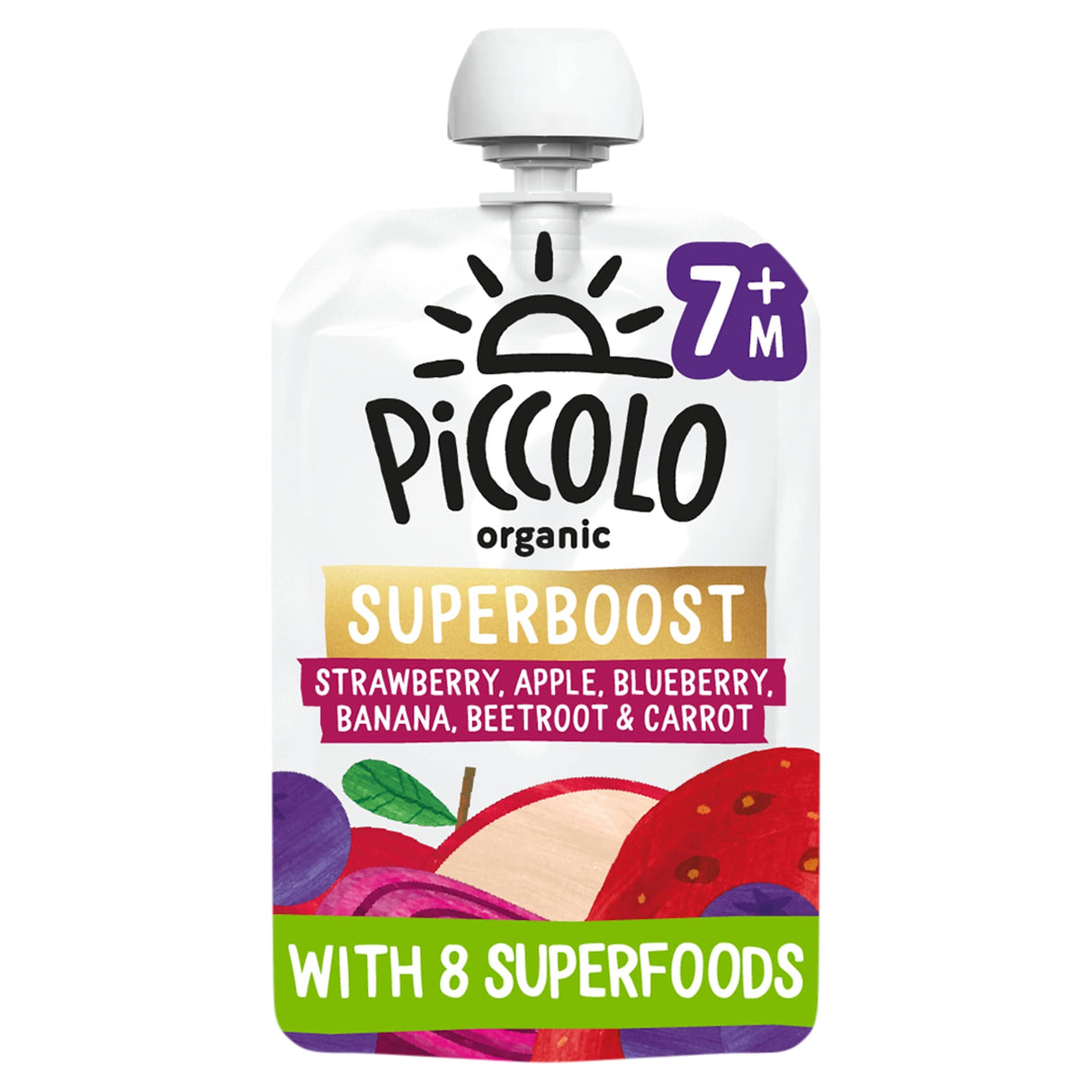 Piccolo Organic Superboost Strawberry Apple Blueberry Beetroot & Carrot 100 g