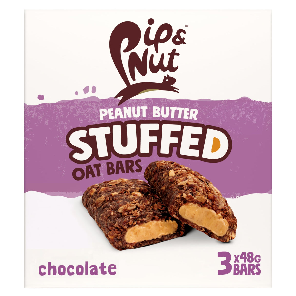 Pip & Nut Peanut Butter Stuffed Oat Bars Chocolate 3 x 48 g
