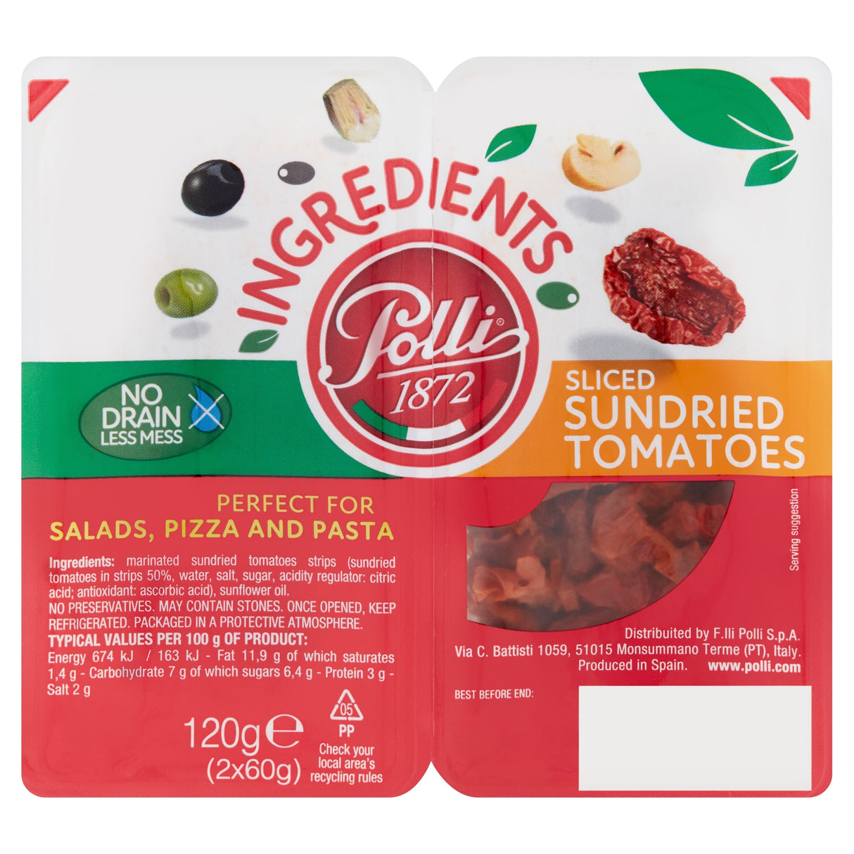 Polli Ingredient Sliced Sundried Tomatoes 120 g