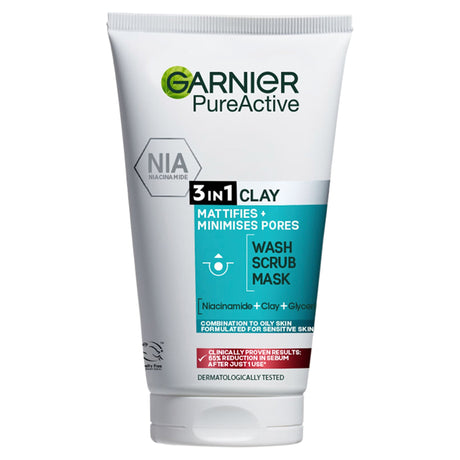 Pure Active 3 in 1 Clay Mask Scrub Wash 150 ml