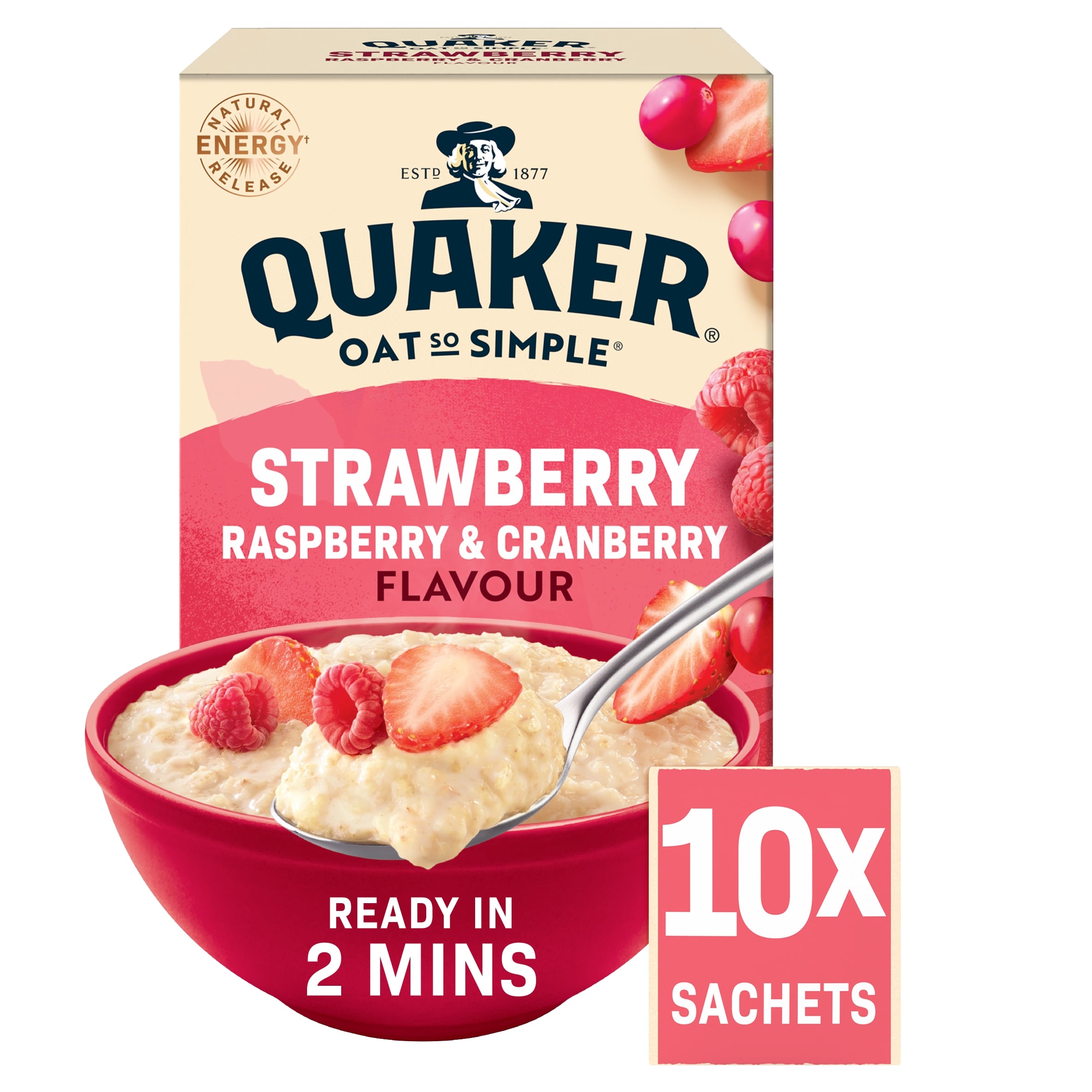 Quaker Oat So Simple Strawberry Raspberry & Cranberry Porridge Sachets 10 x 33.9 g