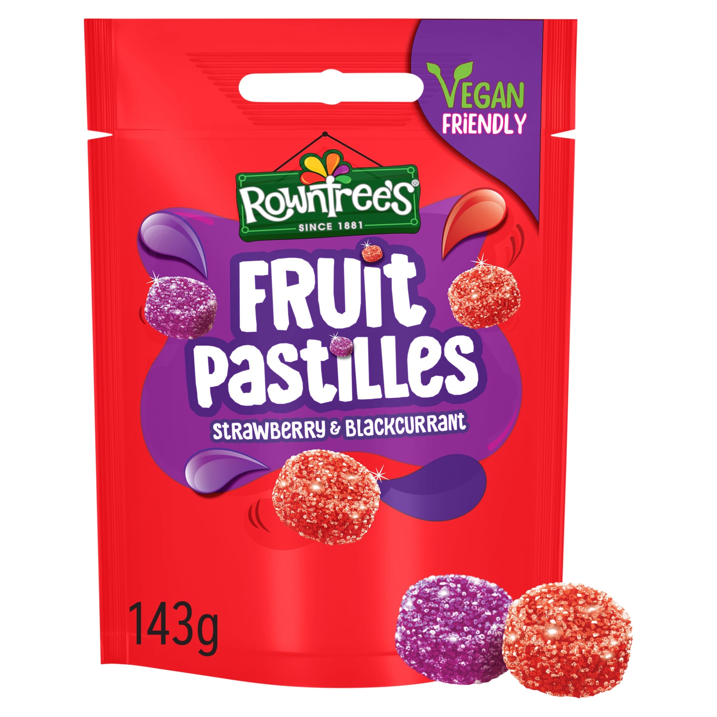 Rowntree's Fruit Pastilles Strawberry & Blackcurrant Sweets Sharing Bag 143 g
