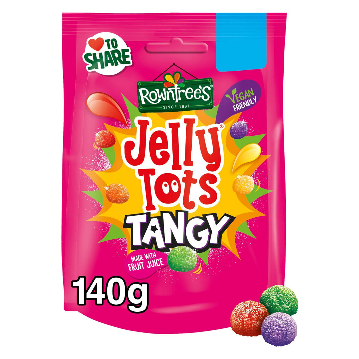 Rowntree's Jelly Tots Tangy Sweets Sharing Bag 140 g