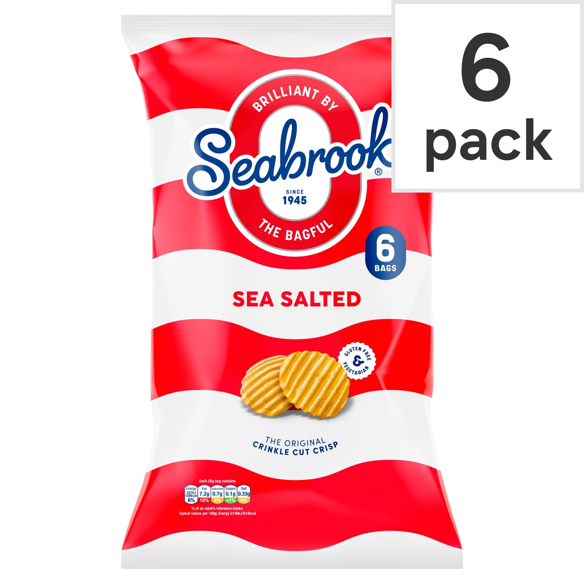 Seabrook Sea Salted Potato Crisps 6 x 25 g