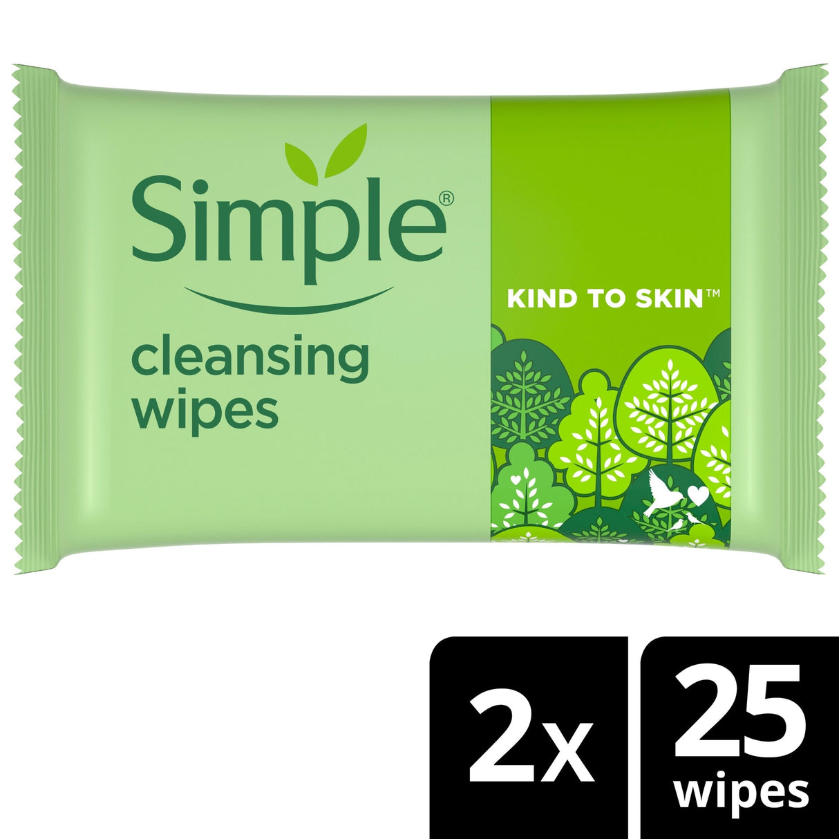 Simple Biodegradable Cleansing Wipes 25 Pack x2