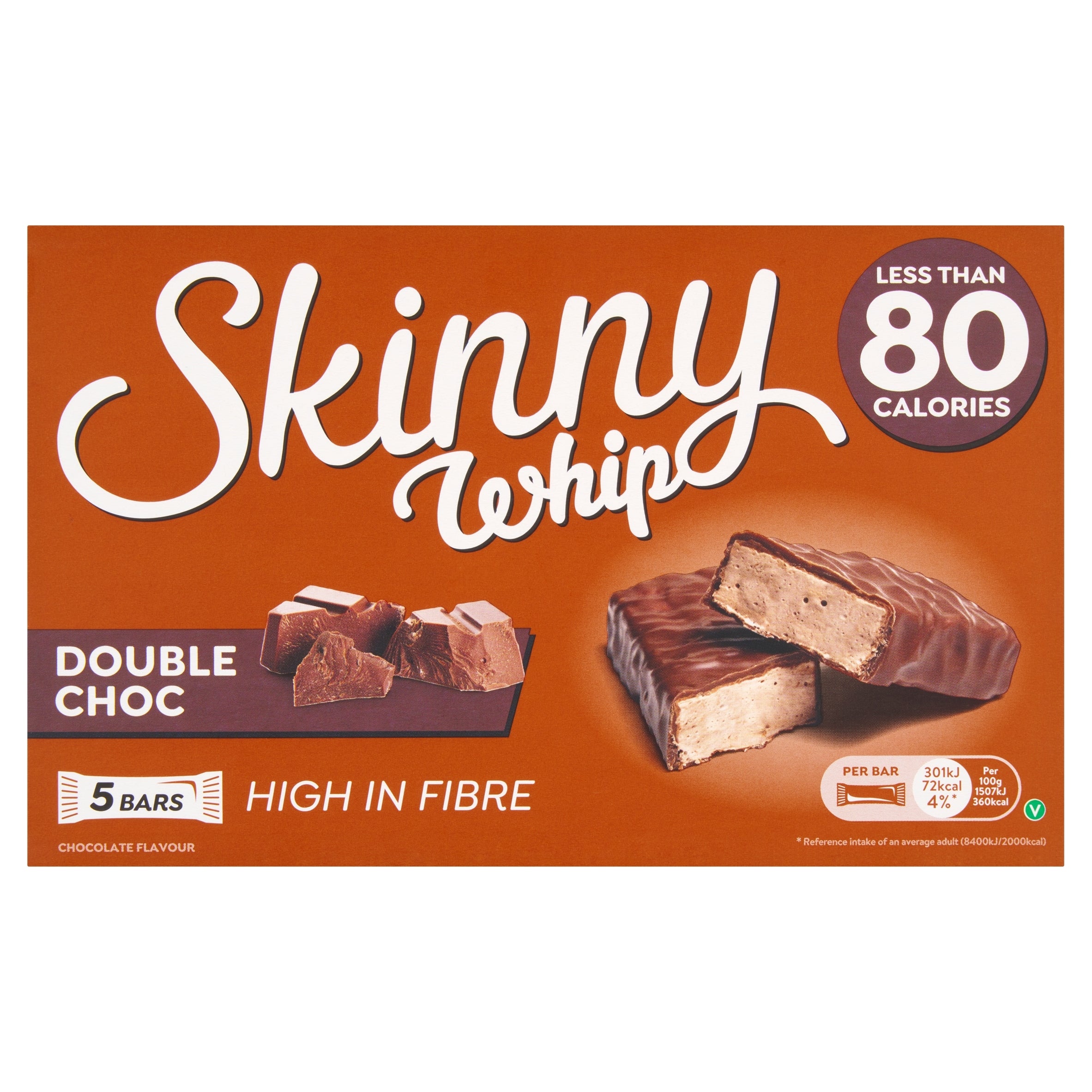Skinny Whip Double Chocolate Nougat Bars 5 x 20 g