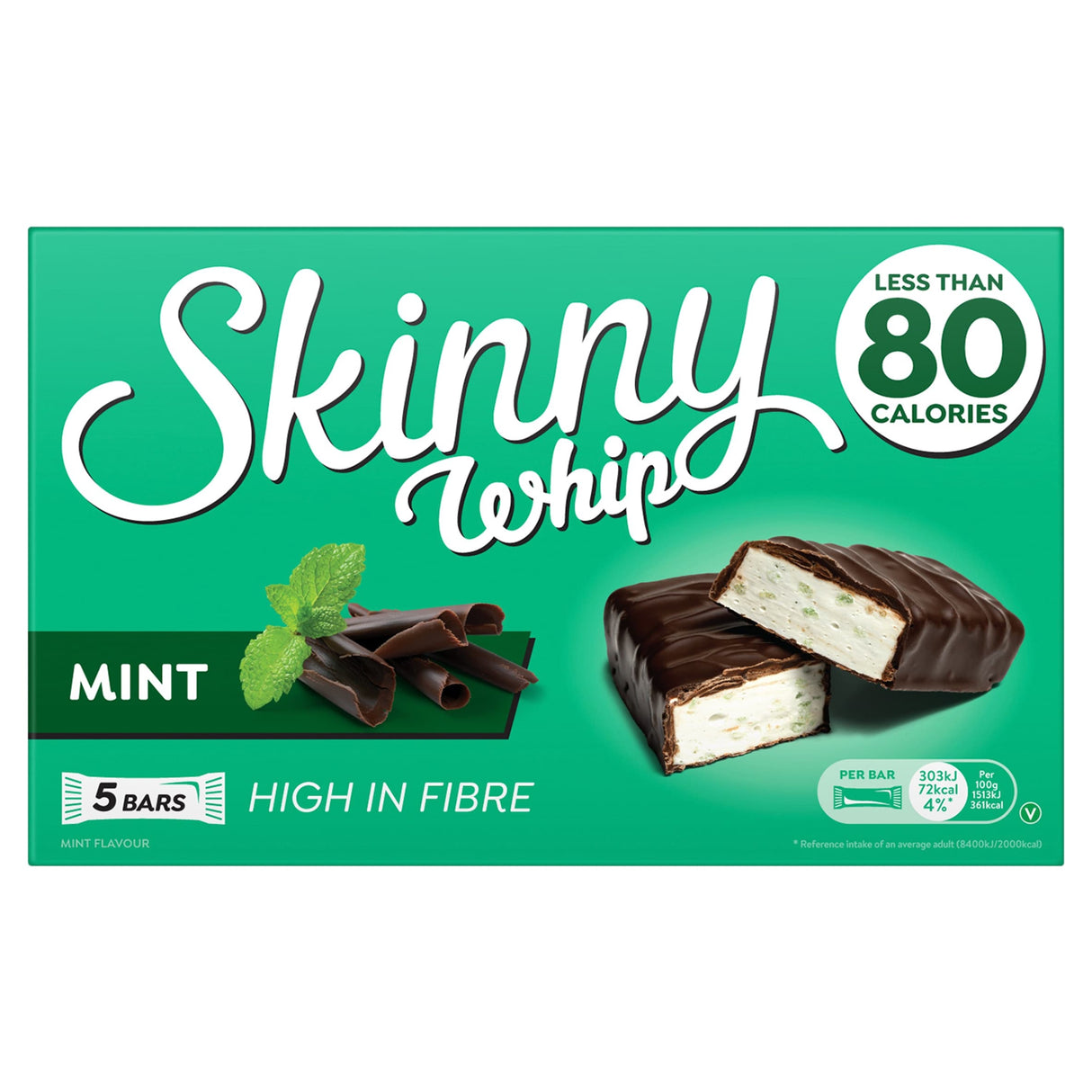 Skinny Whip Mint & Dark Chocolate Bars 5 x 20 g