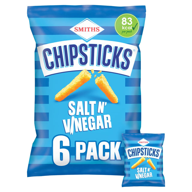 Smiths Chipsticks Multi-Pack Crisps Salt & Vinegar 6 x 17 g