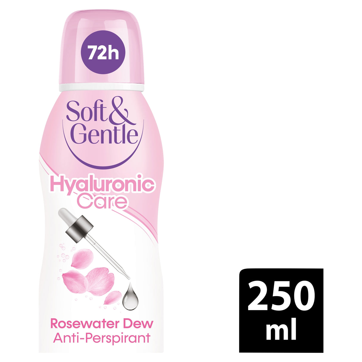 Soft & Gentle Rosewater Dew Hyaluronic Care 72 Hour Anti-Perspirant Deodorant Spray 250 ml